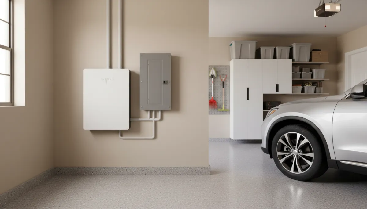 Tesla Powerwall installed in a Florida home garage as storm backup
