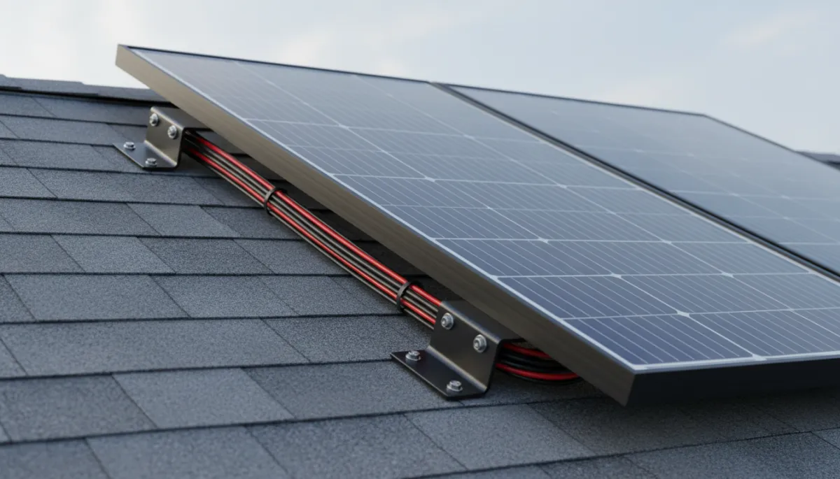 Close-up of corrosion-resistant solar panel frame and mounting on a Florida roof Close-up of corrosion-resistant solar panel frame and mounting on a Florida roof