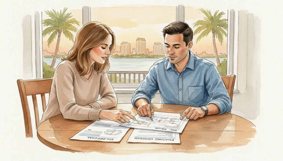 Tampa Bay homeowner reviewing solar financing options with a local contractor