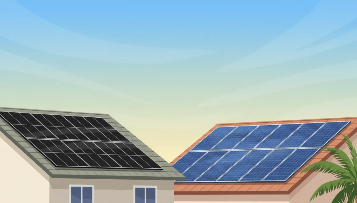 Side-by-side comparison of high-efficiency and standard solar panels on Tampa roofs Side-by-side comparison of high-efficiency and standard solar panels on Tampa roofs