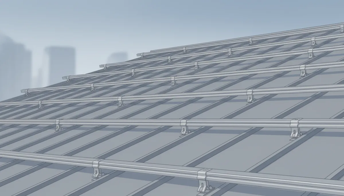 Standing seam metal roof with solar clamps and rails