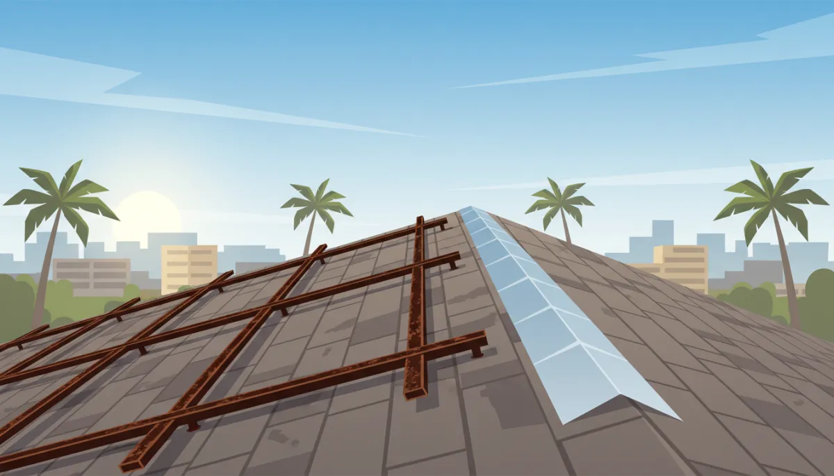Roof area after solar removal showing new flashing and hardware