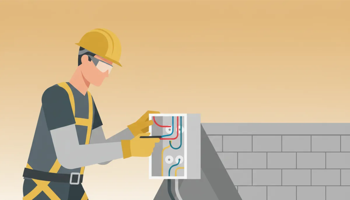 Licensed solar electrician disconnecting rooftop solar wiring during a re-roof