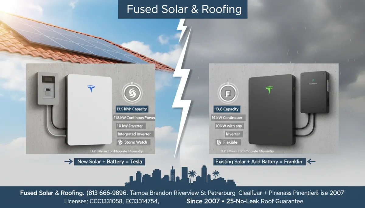 Franklin aPower 2 vs Tesla Powerwall 3 Tampa — AC vs DC Coupled Explained | Fused Solar & Roofing