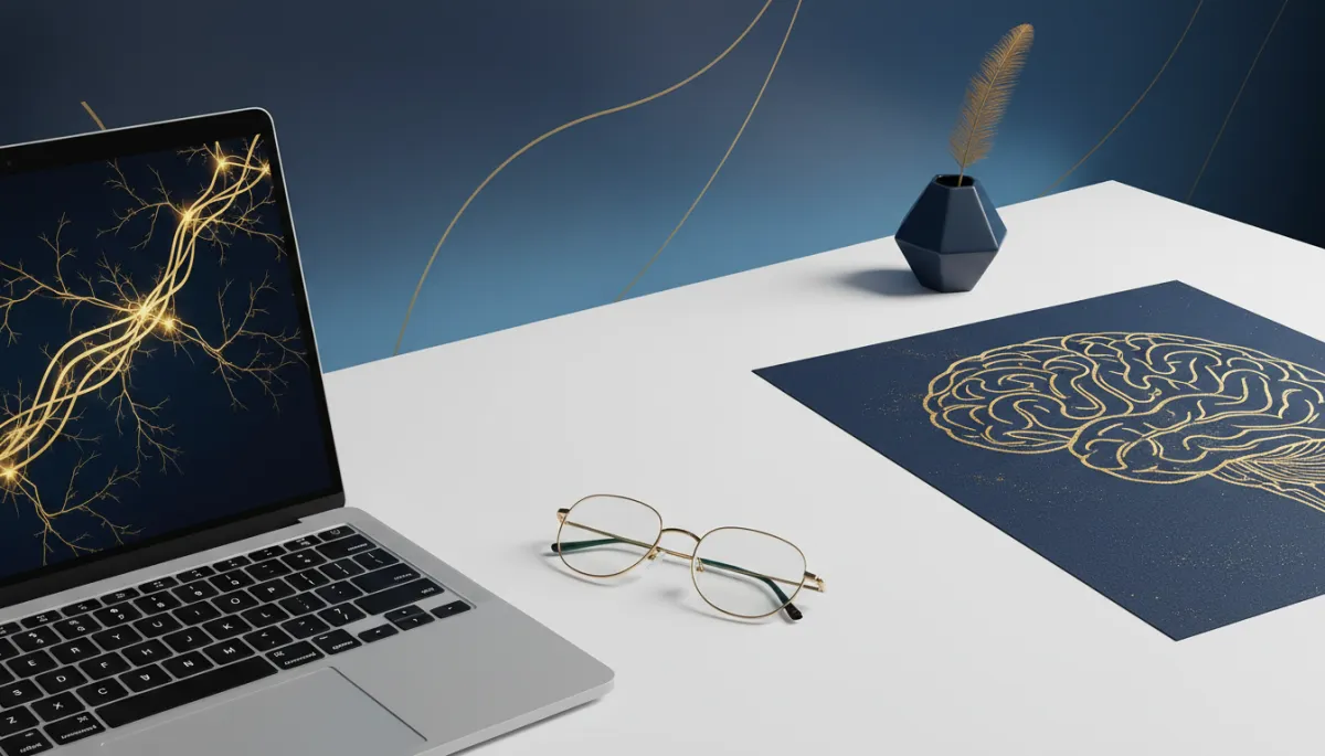 Espace de travail de neurosciences avec schéma de cerveau stylisé
