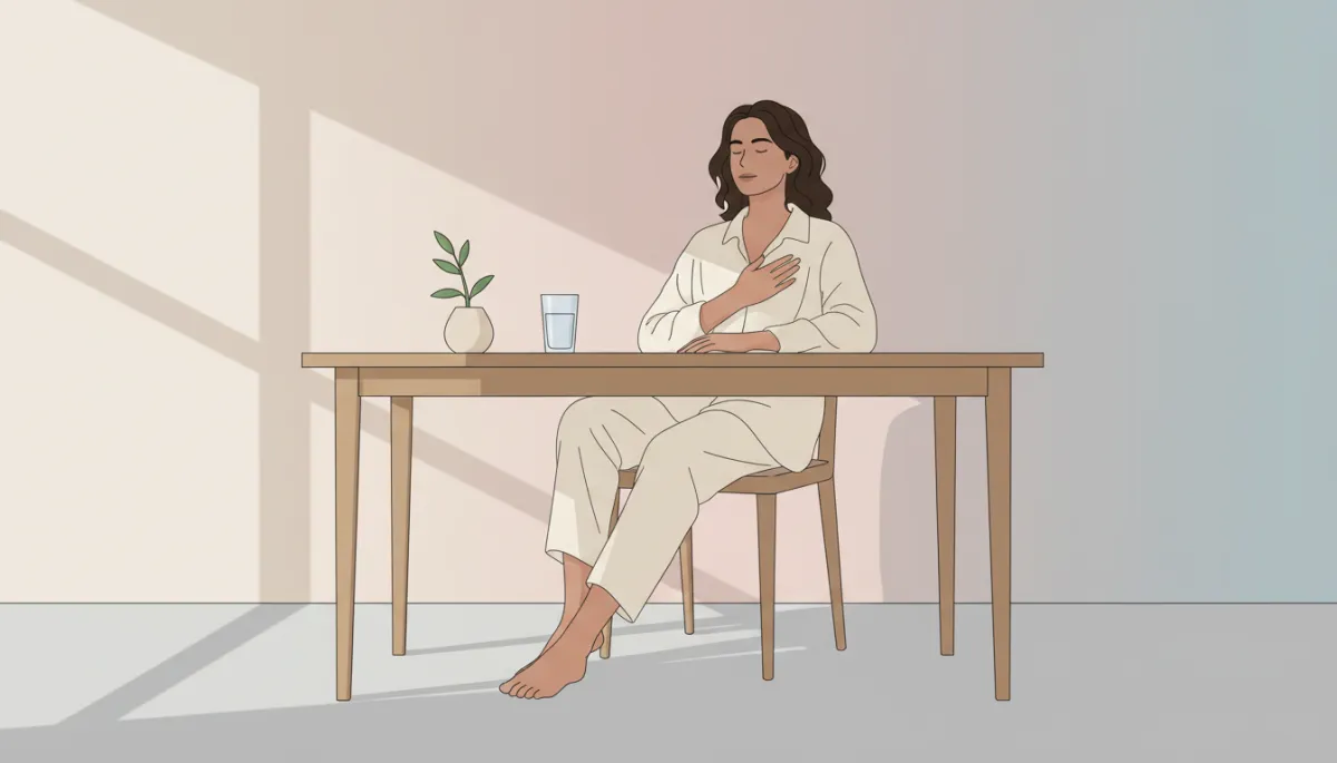 Person using grounding and self-soothing techniques while seated