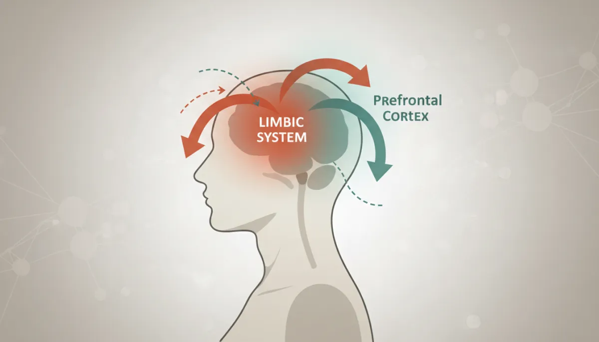 Professional diagram of limbic hijacking overriding rational thinking