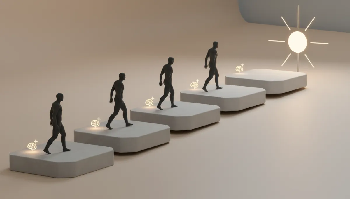 Professional diagram illustrating stepwise goals connected to dopamine rewards