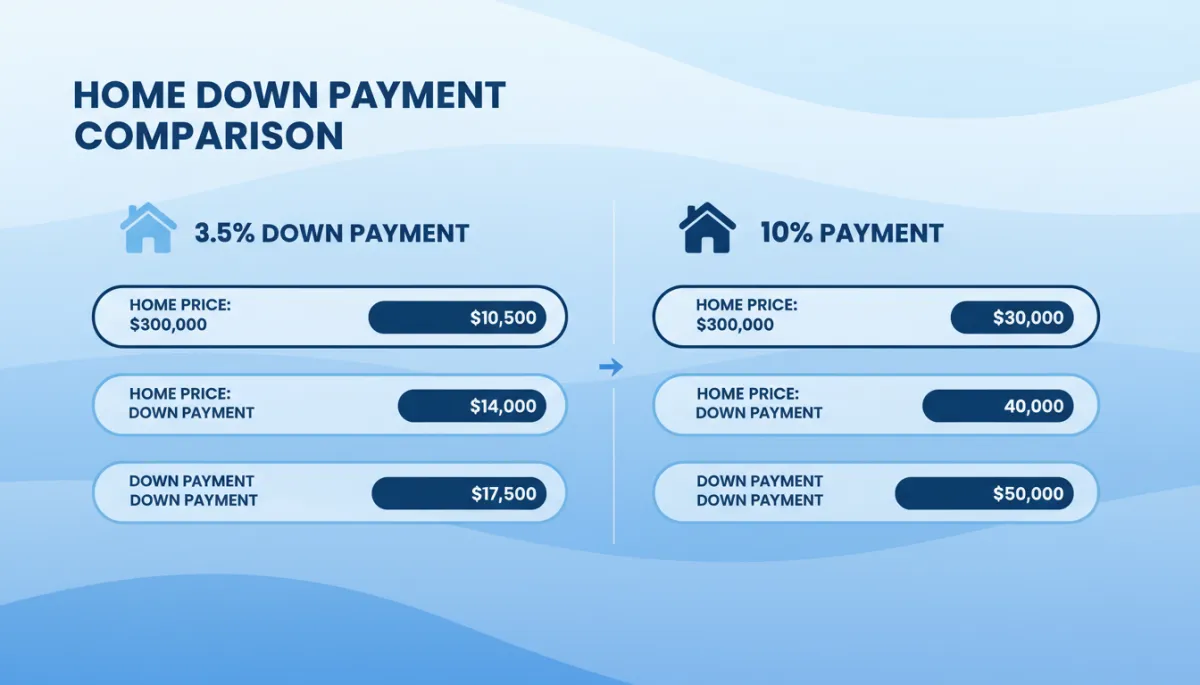Infographic comparing FHA 3.5 percent down payment versus higher down payment options