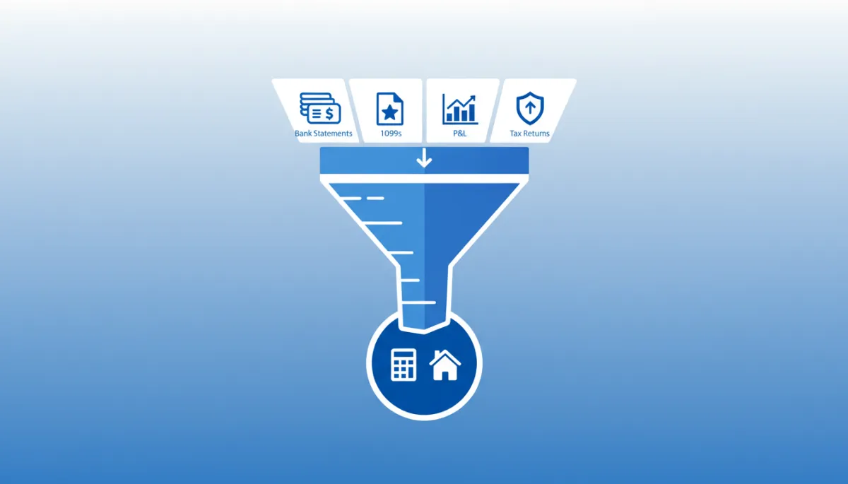 Infographic showing how different income documents flow into qualifying income