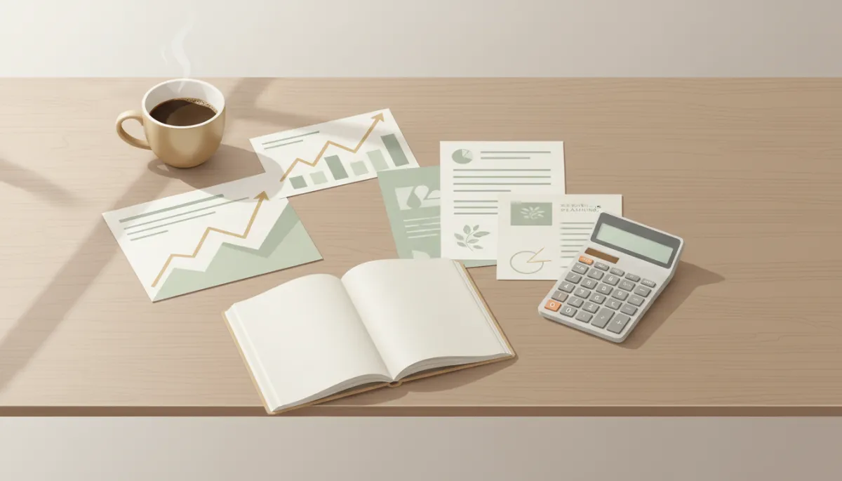 Organized financial notes and planning tools on a professional desk Organized financial notes and planning tools on a professional desk