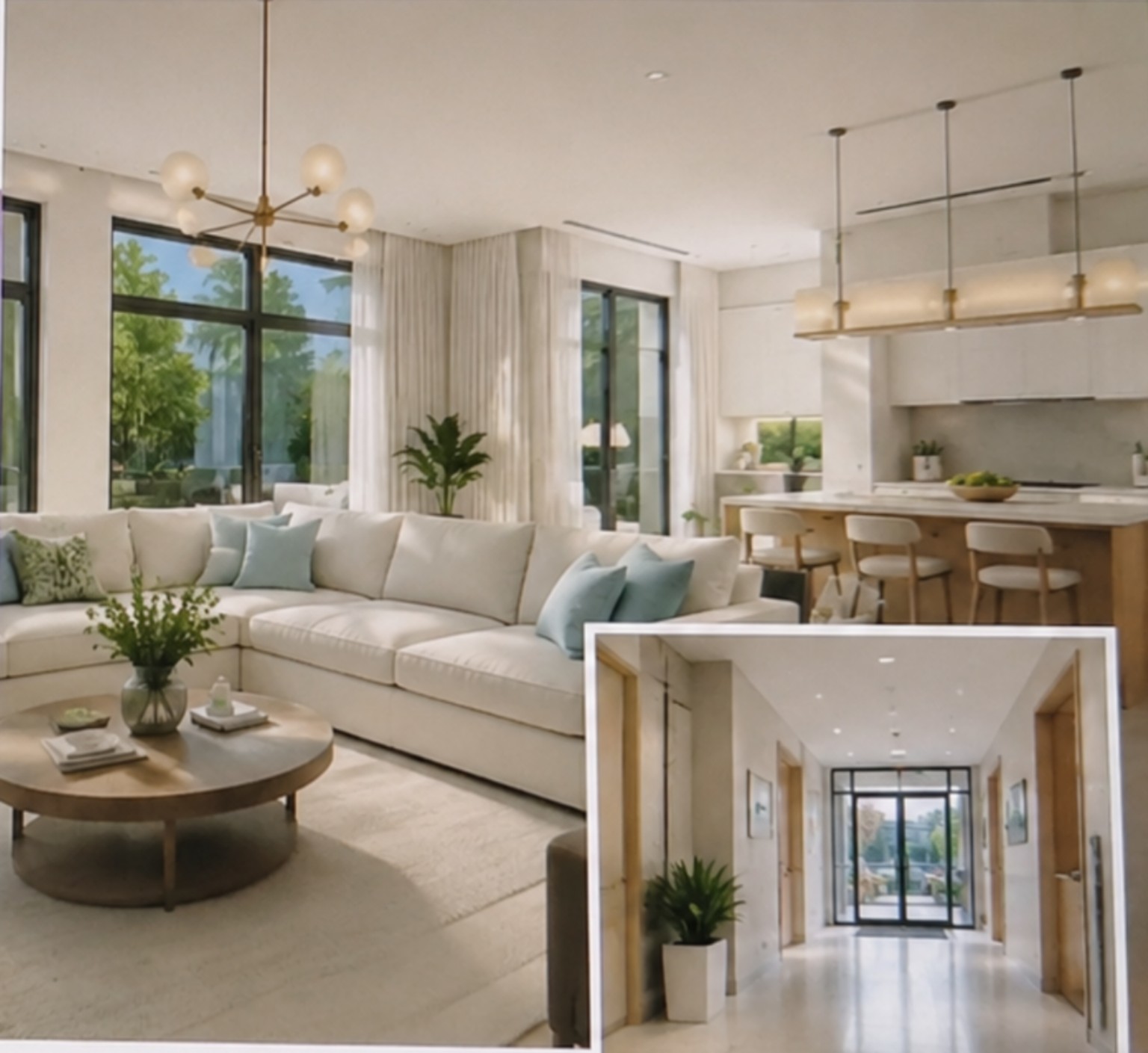 Bright modern luxury home interior, premium residential cleaning showcase