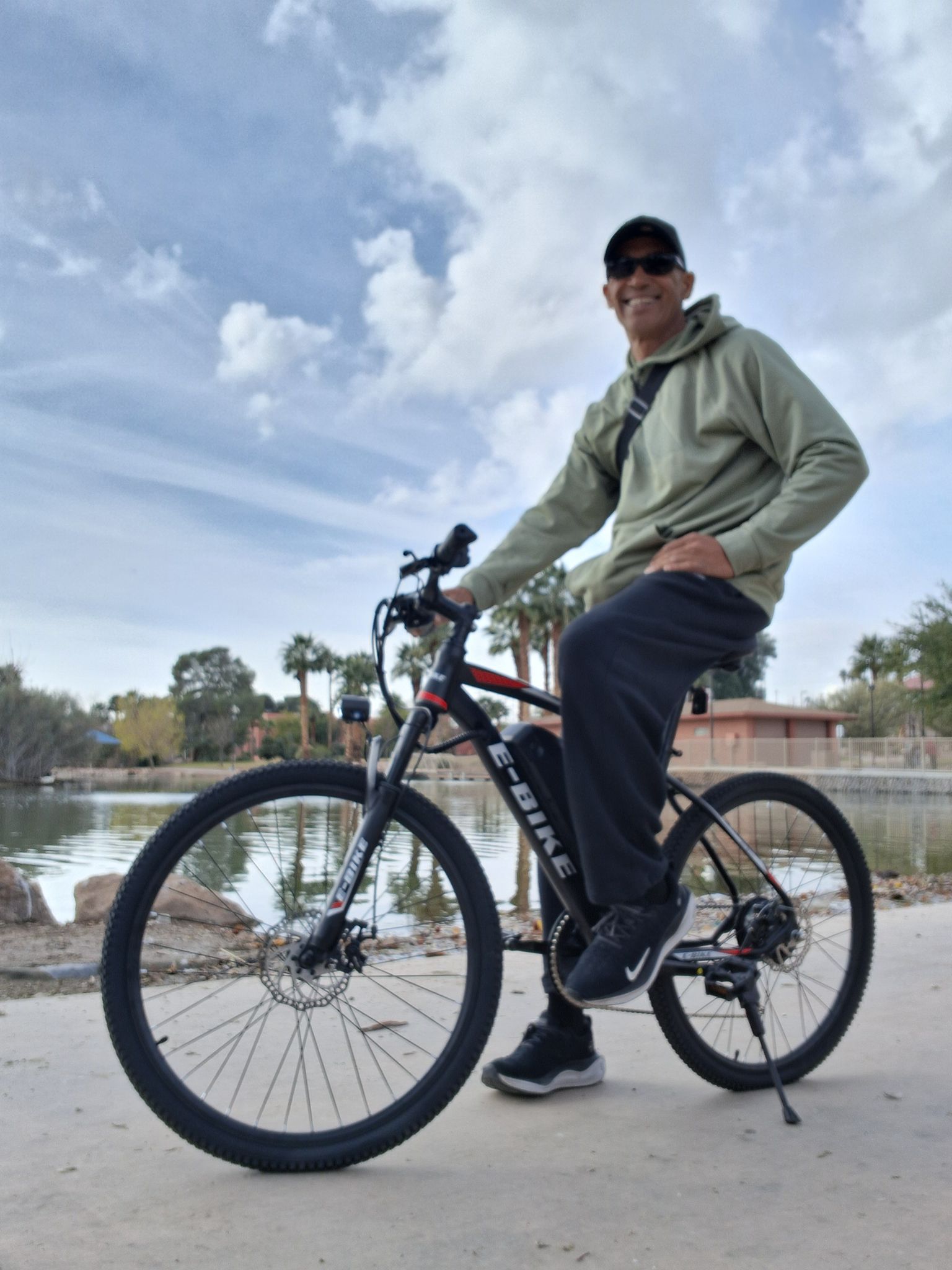 Steve Dorsey riding eBike at park