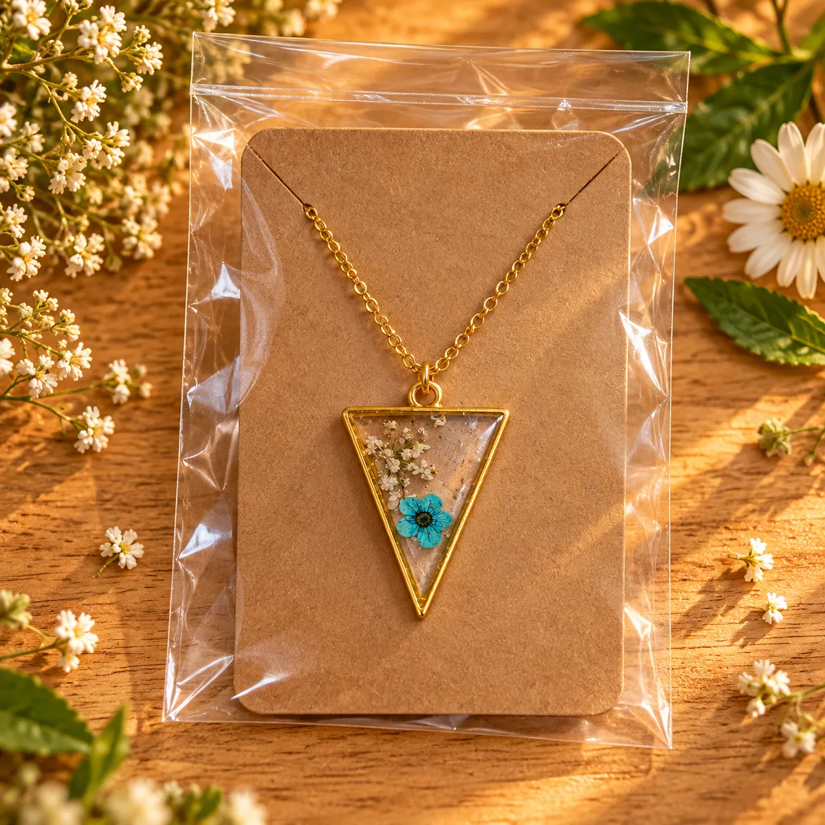 Handcrafted botanical resin jewelry with preserved flora