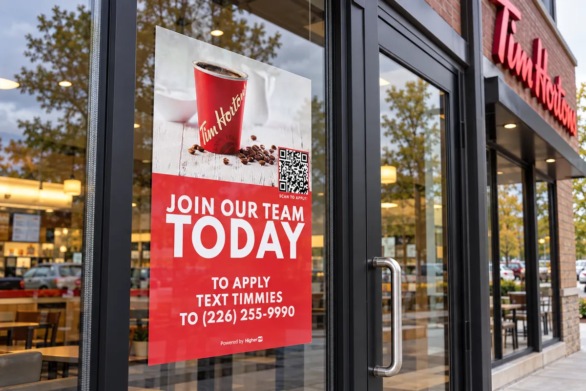 Tim Hortons now hiring window cling