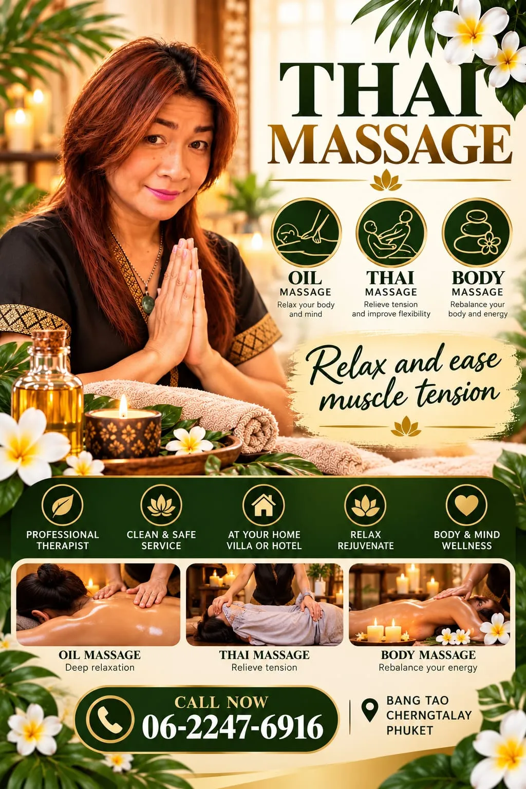 Portrait of professional certified massage therapist in Phuket