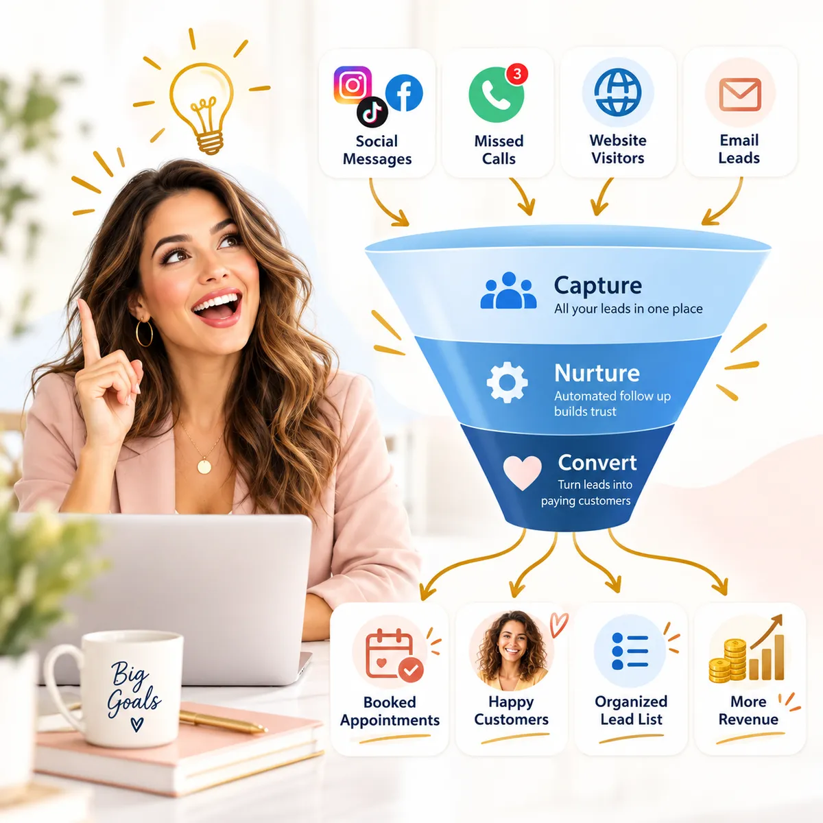 Bright Idea Marketing Funnel infographic