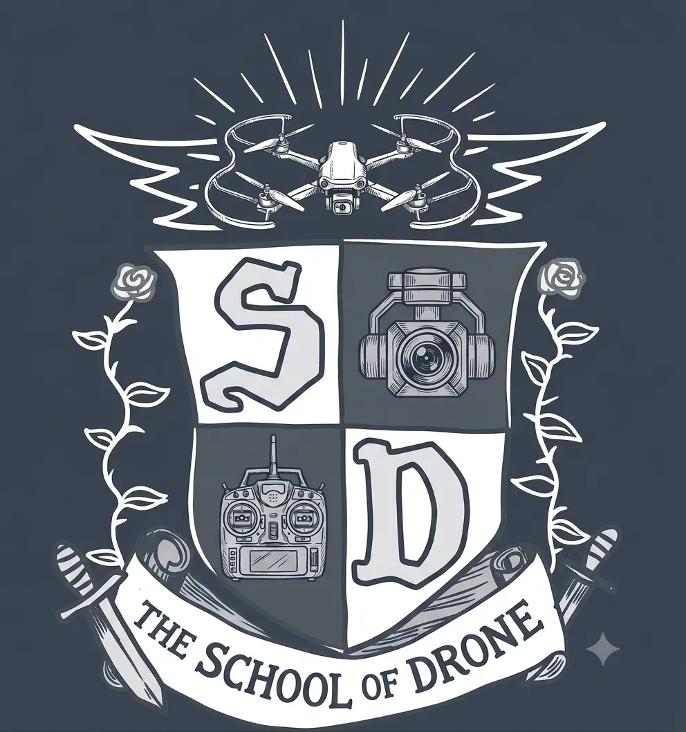 The School of Drone logo (white)