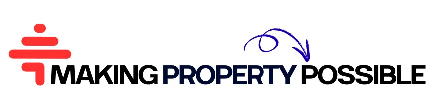 Futuristic black-and-white logo on white background