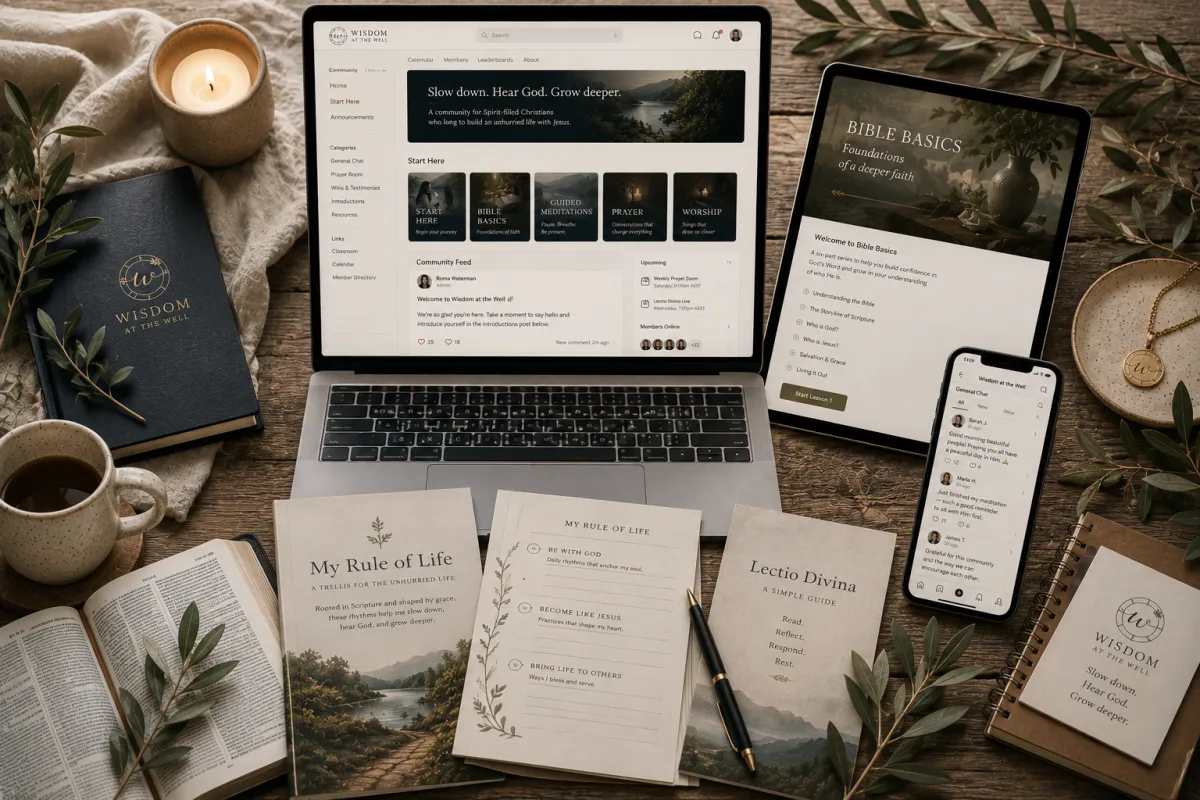 Wisdom at the Well resources and mockups