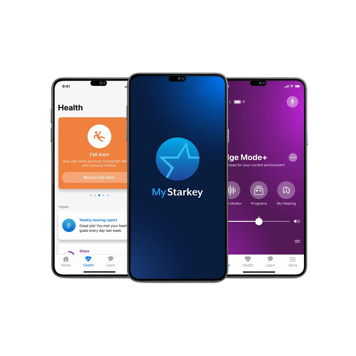 My Starkey companion app interface and controls