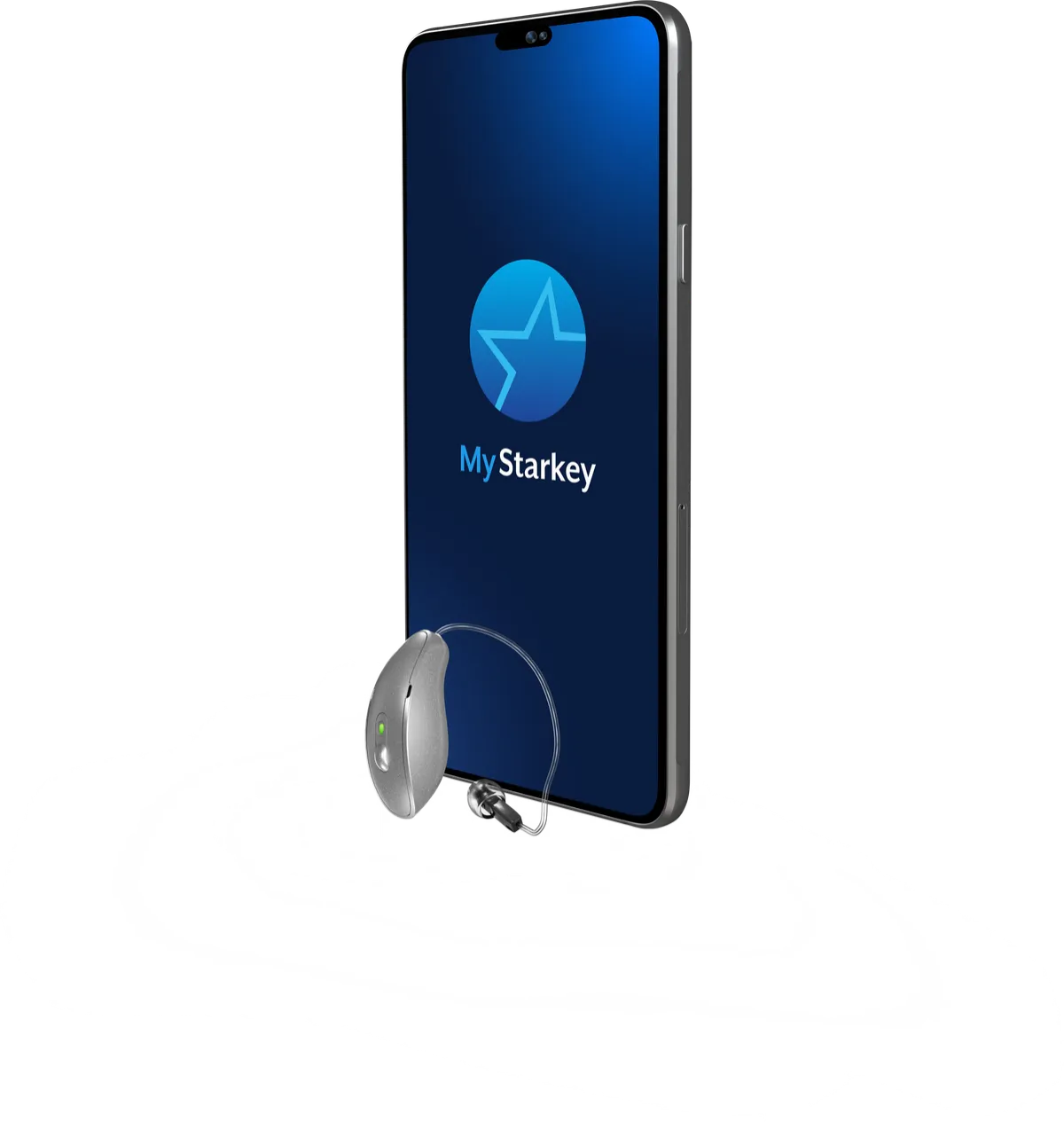 mRIC-R pairing demonstration with smartphone on dark background