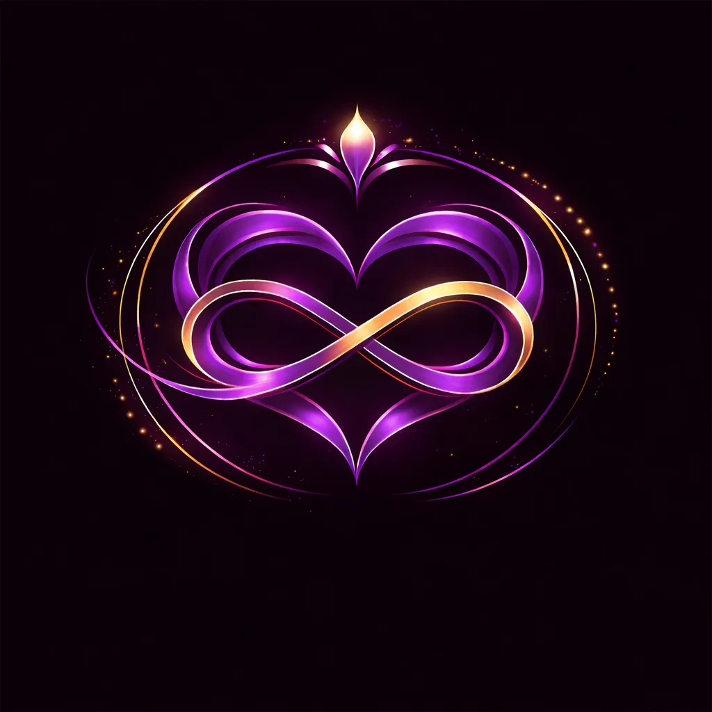 Glowing heart and lotus infinity symbol