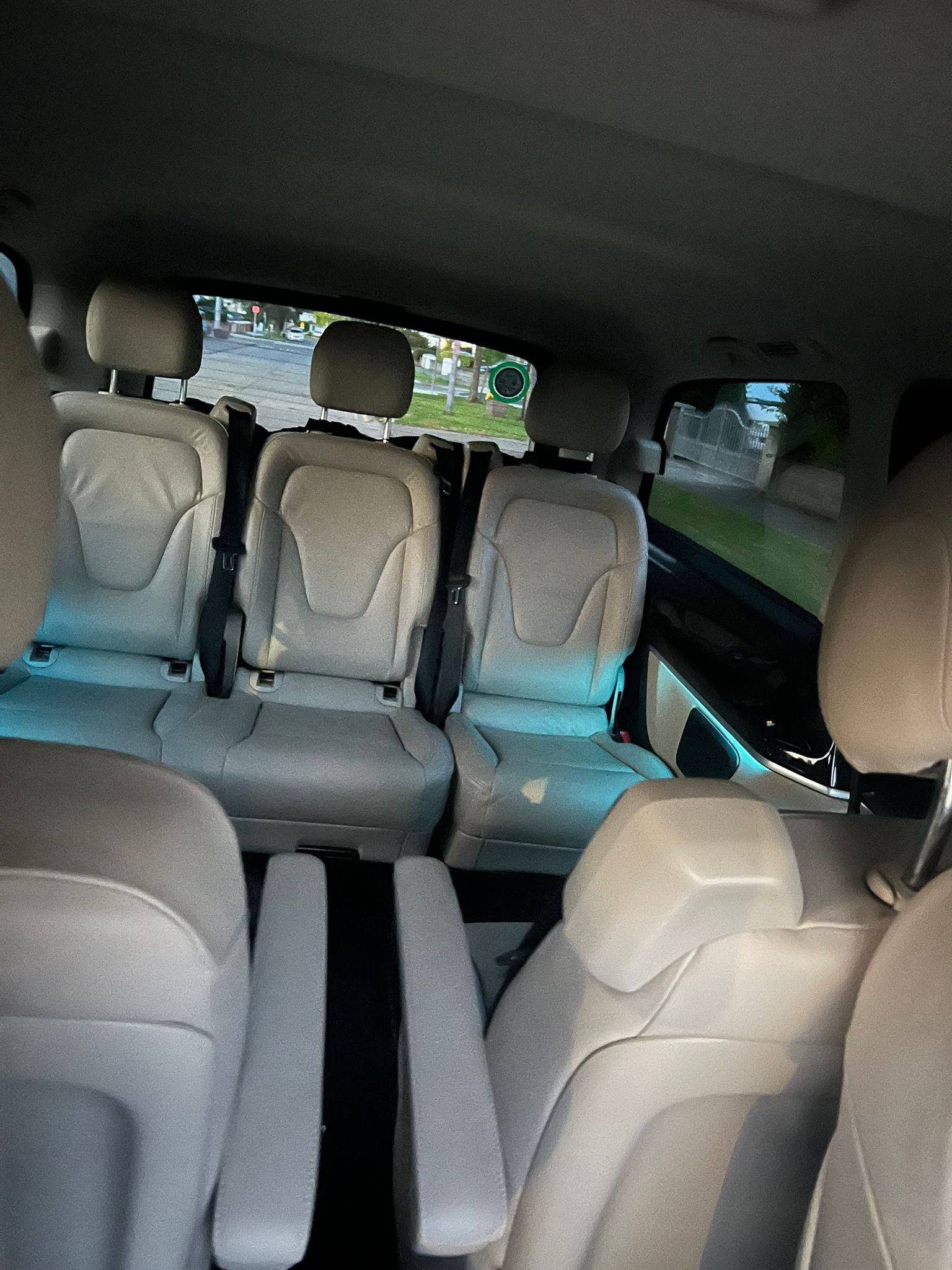 Cream leather interior of the luxury Mercedes V-Class