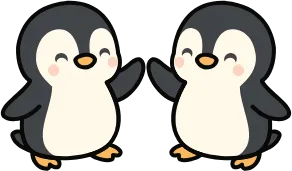 cartoon penguins giving each other high 5s
