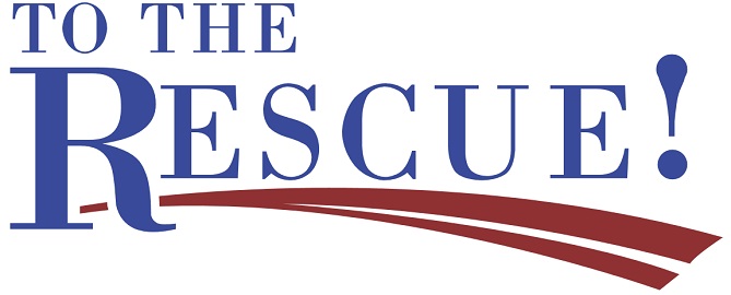 TO THE RESCUE! logo with red swoop