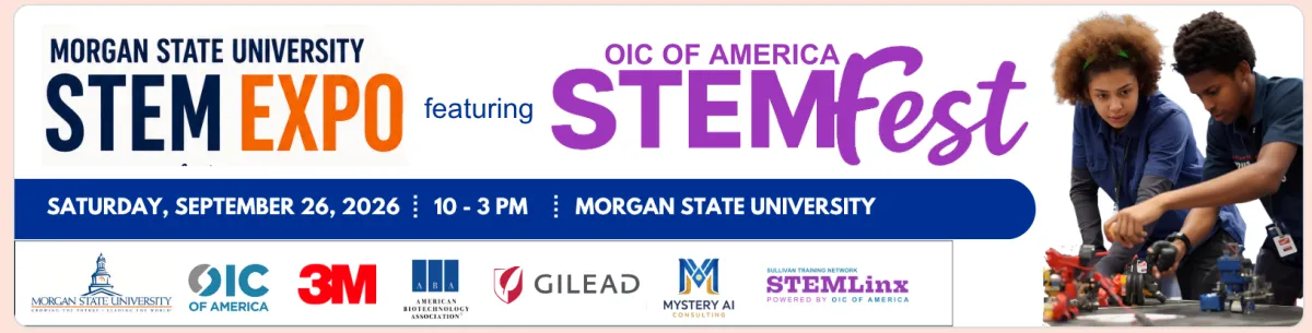 Morgan STEM Expo — Black students, families, volunteers, and educators engaged in hands-on STEM activities