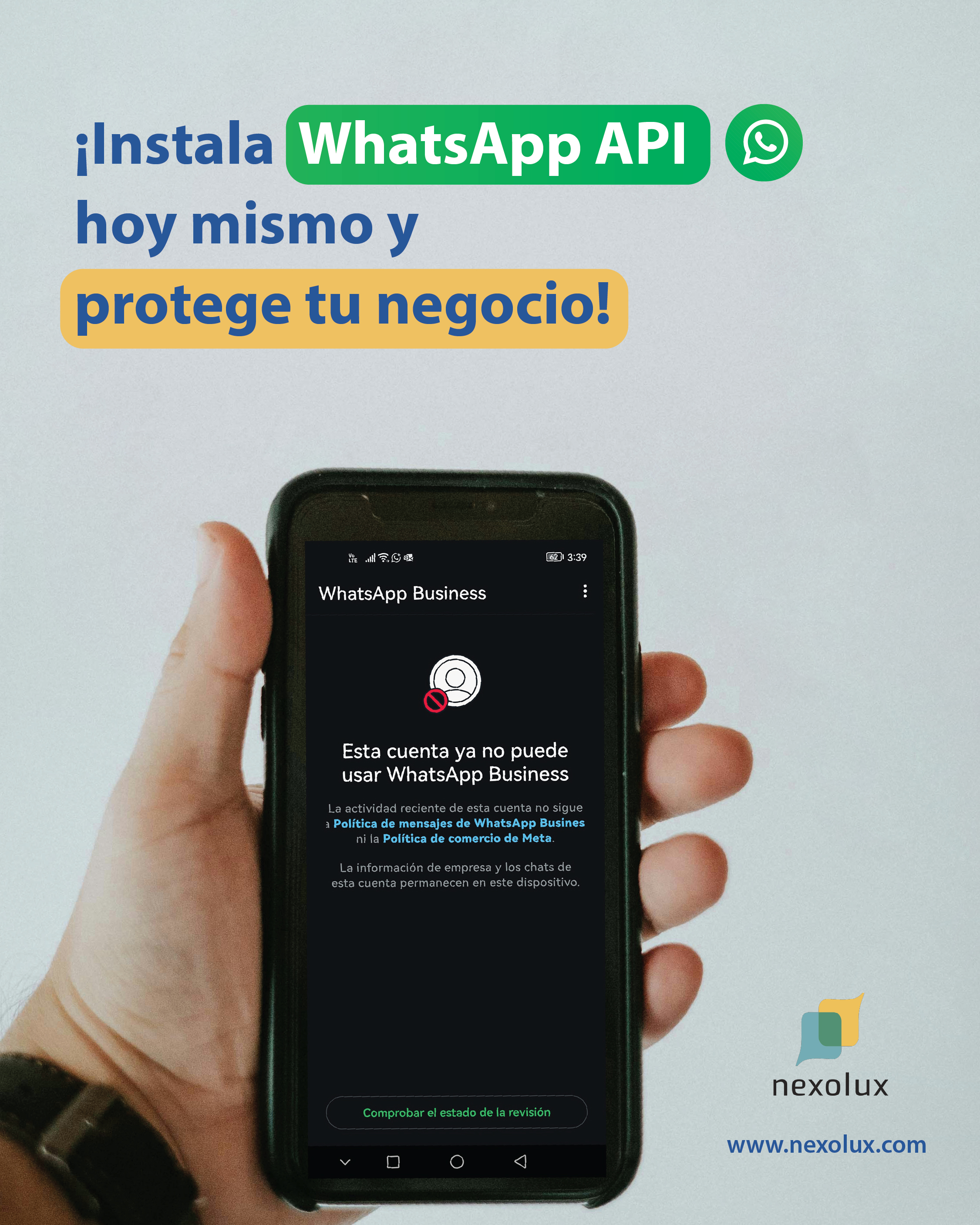 Smartphone con pantalla bloqueada y alertas de WhatsApp
