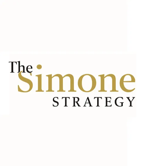 The Simone STRATEGY - black and gold logo
