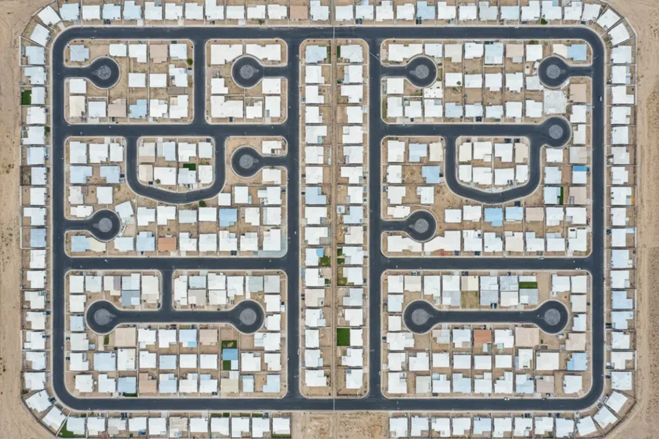 Aerial view of Merrimac Massachusetts neighborhoods near the Merrimack River.