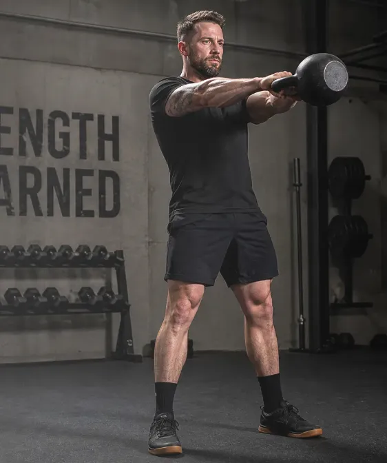 Free Kettlebell Routines — hardstyle kettlebell swing top/lockout position