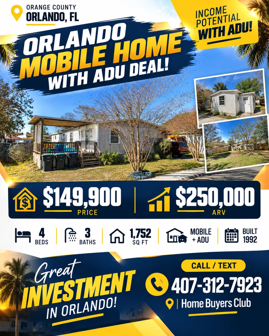 Orlando mobile home investment flyer