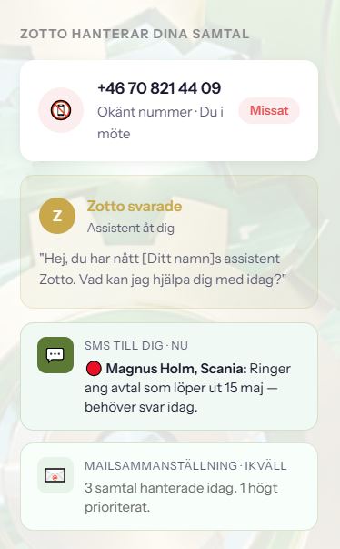 Zotto SMS Notification Stack on Smartphone