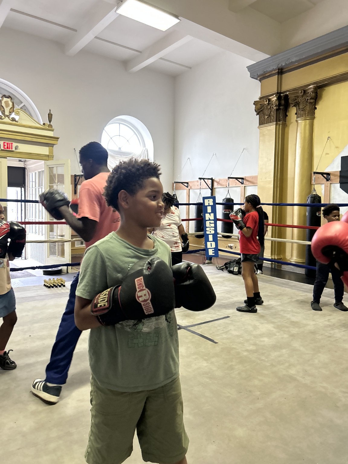 Youth boxing training session in the gym