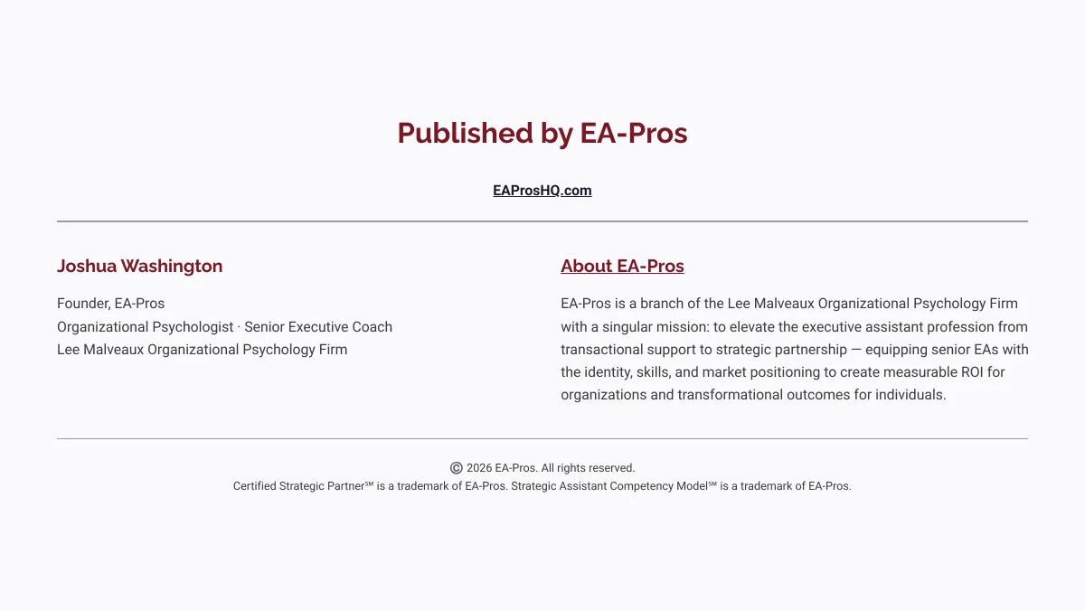 Portrait of the EA-Pros founder with report materials on a table