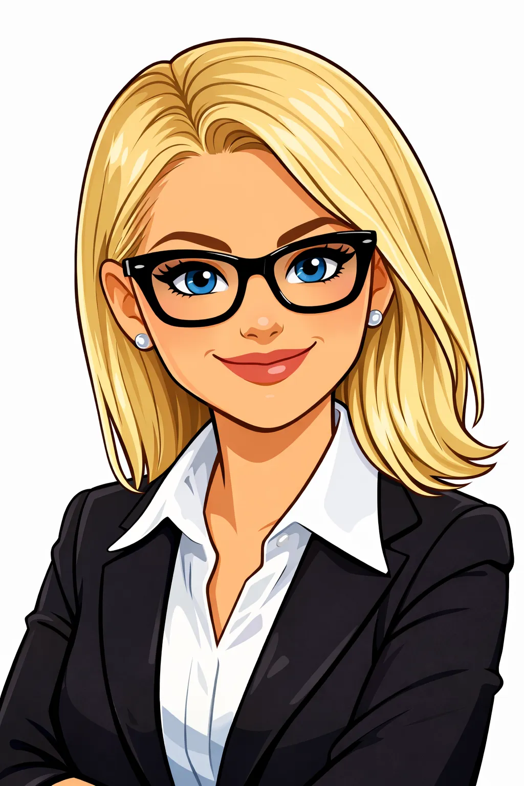 Cartoon mortgage specialist with happy family at home