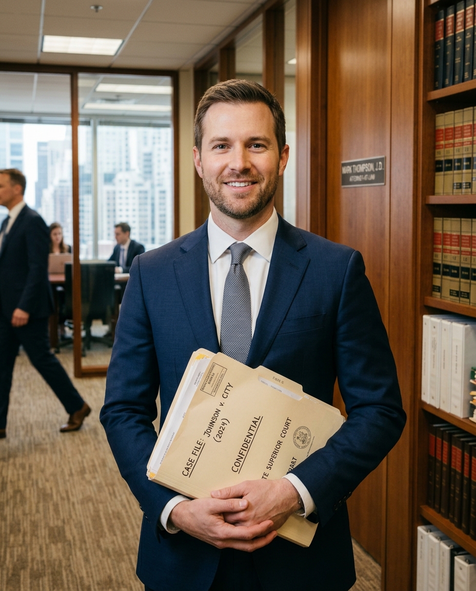 Confident attorney in a professional setting