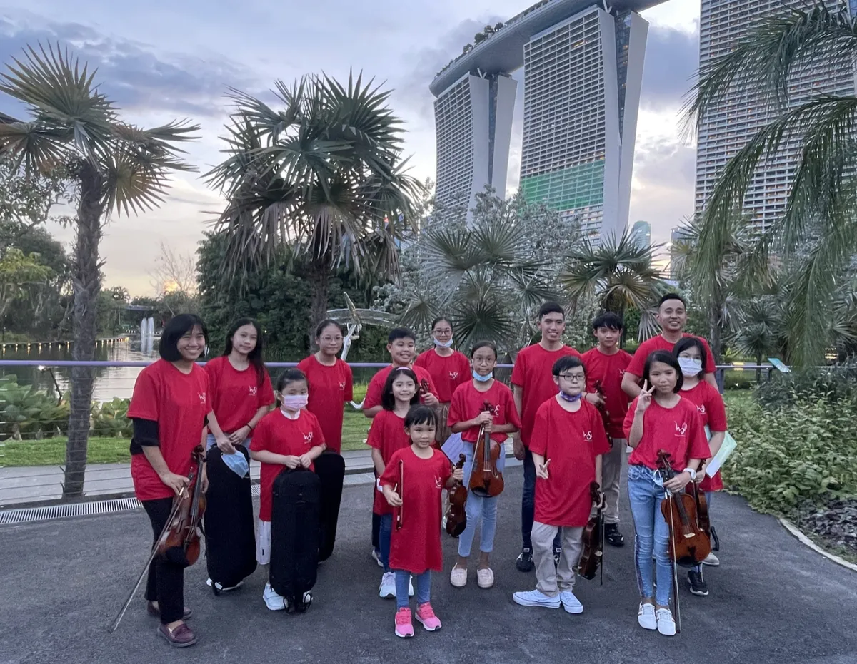 Violin students performing at MBS