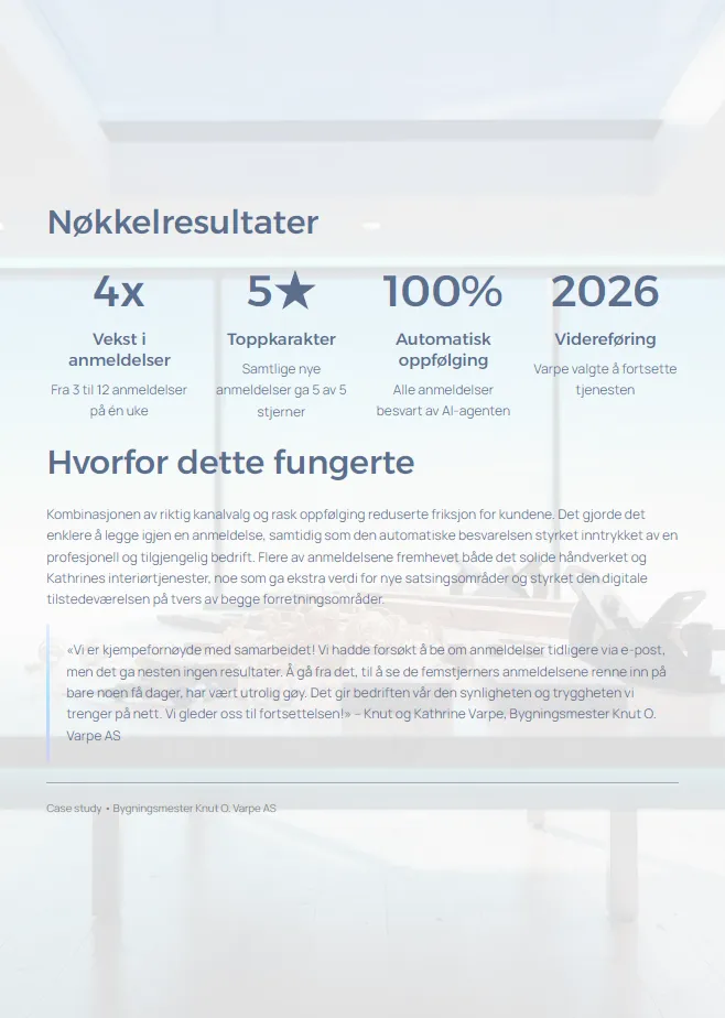 Varpe AS Google anmeldelser dashboard forbedring