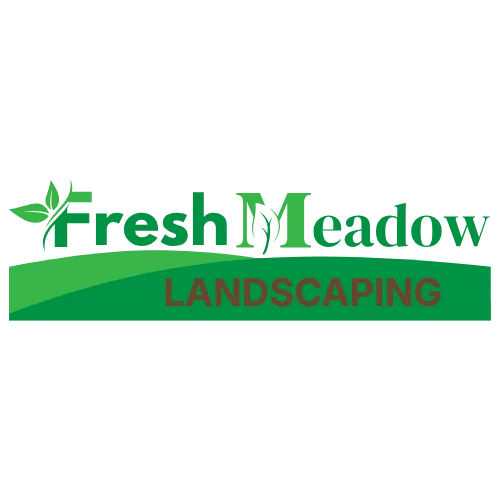 Fresh Meadow Landscaping logo — green text with leaf graphic