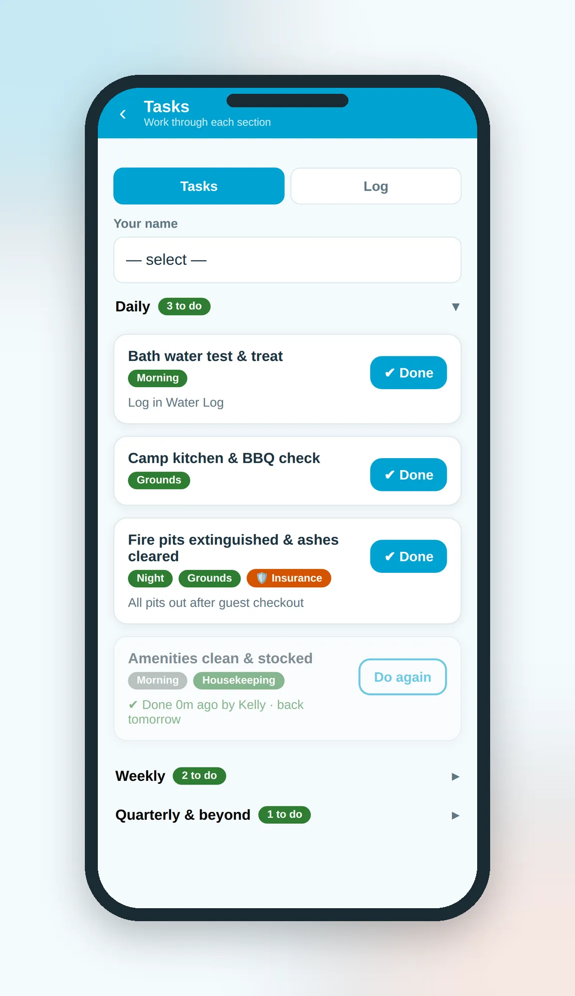 Timestamped digital register showing a sync complete visual indicator