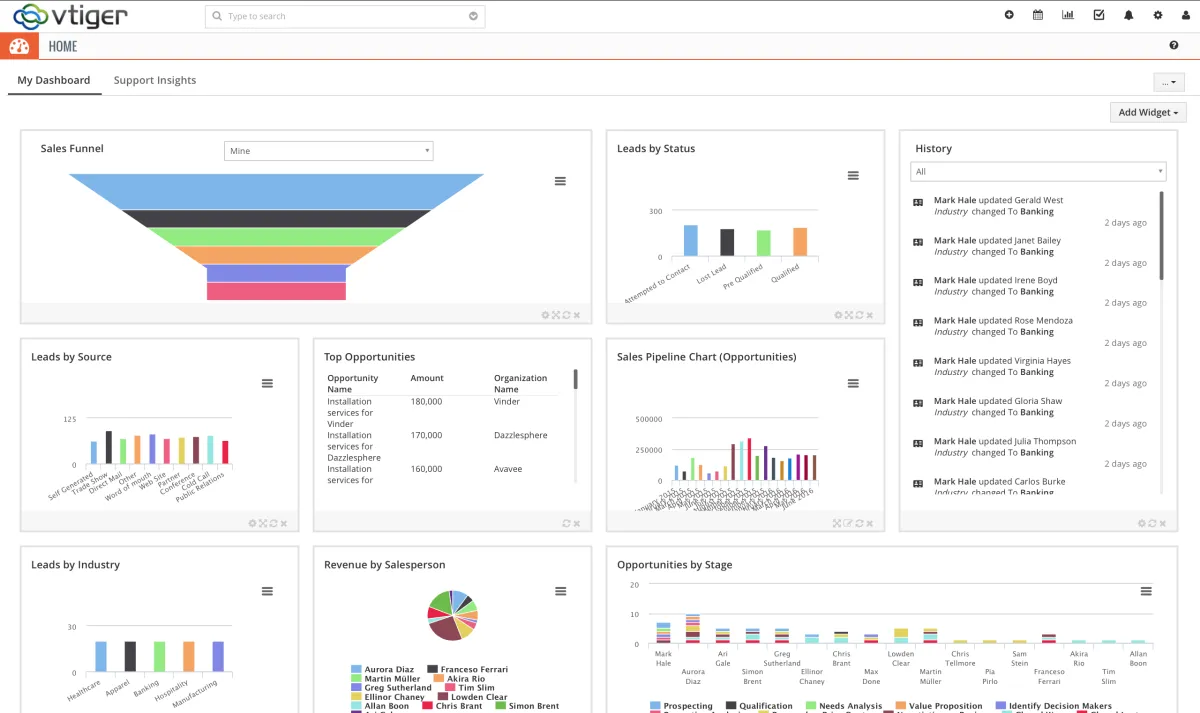 vtiger CRM Interface Preview