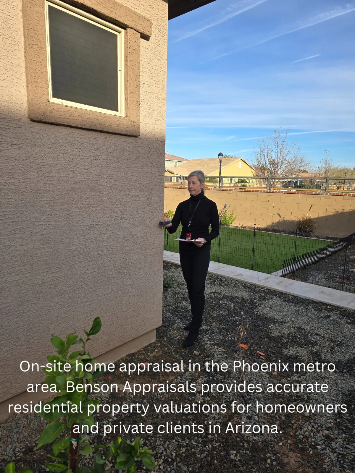 On-site home appraisal inspection in Phoenix Arizona by Benson Appraisals