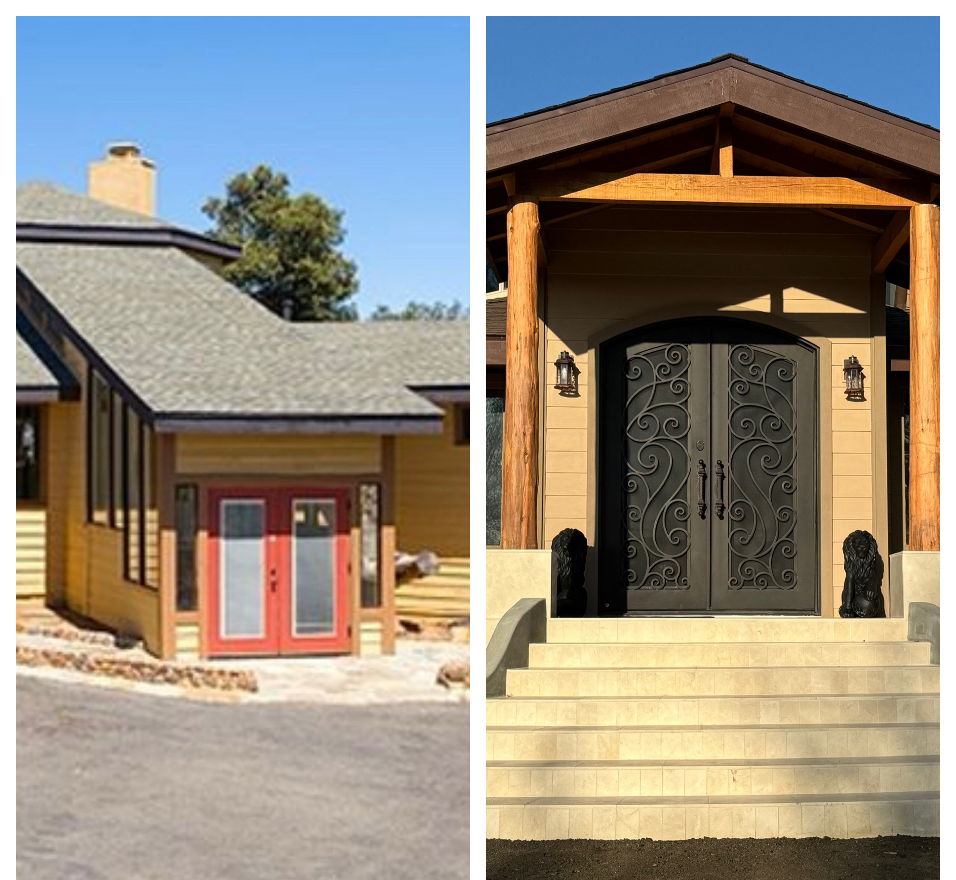 Front entrance before and after