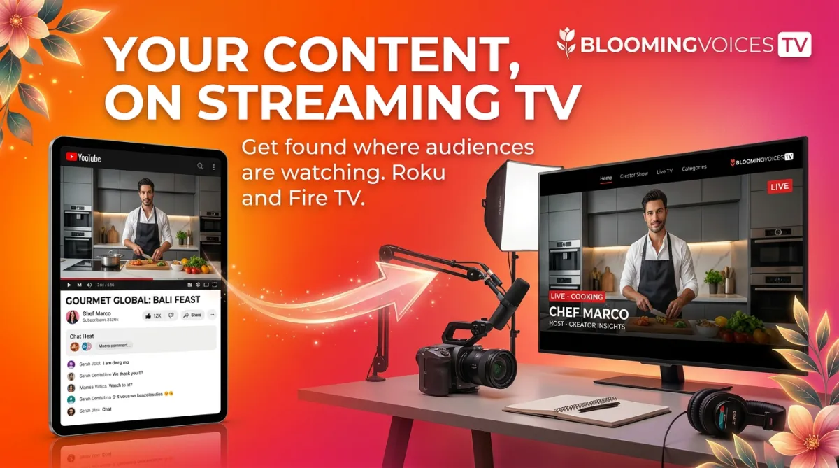 BloomingVoices TV creator content streaming on TV and tablet