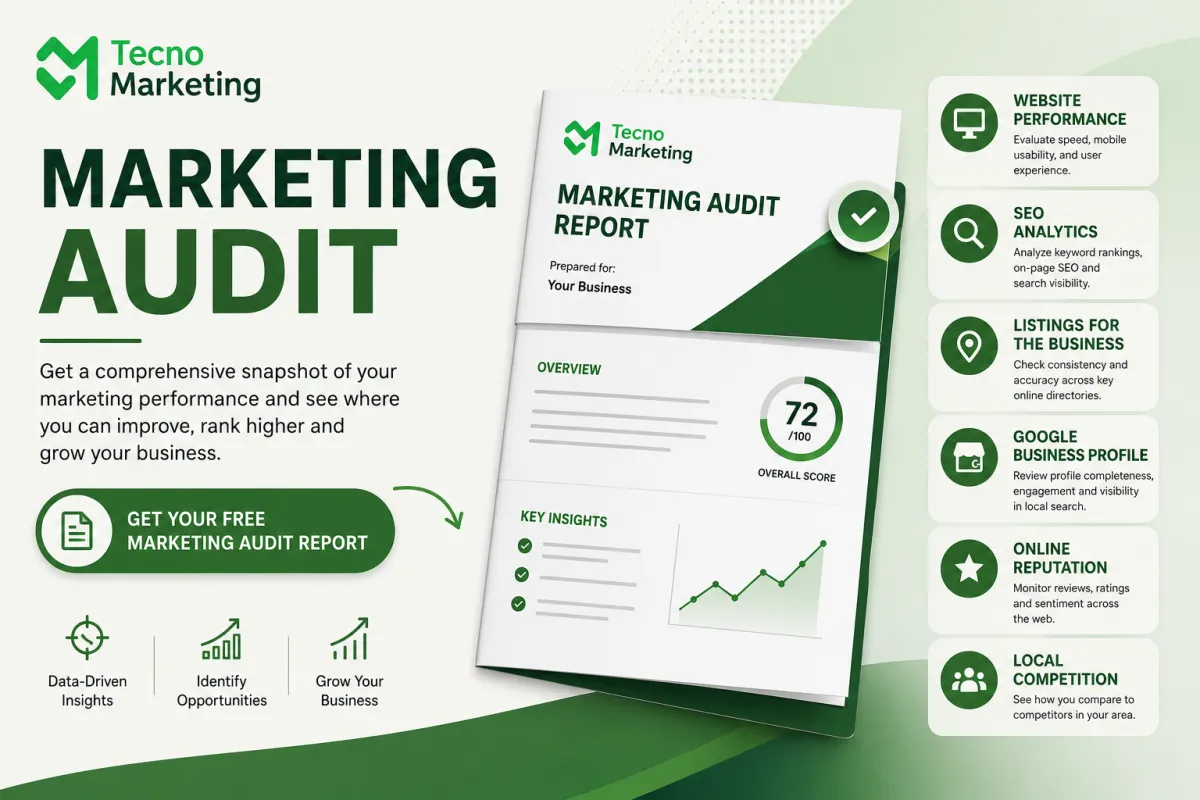 Free Marketing Audit eBook on tablet